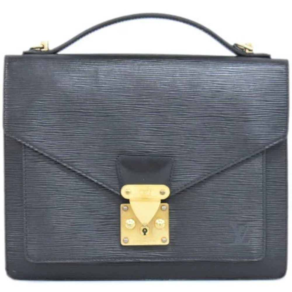Louis Vuitton LV Monceau Epi Leather Top Handle Bag Noir Black